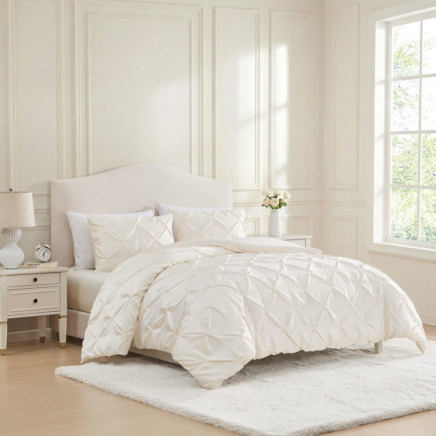 Laura Ashley Solid Satin Pintuck Comforter Set