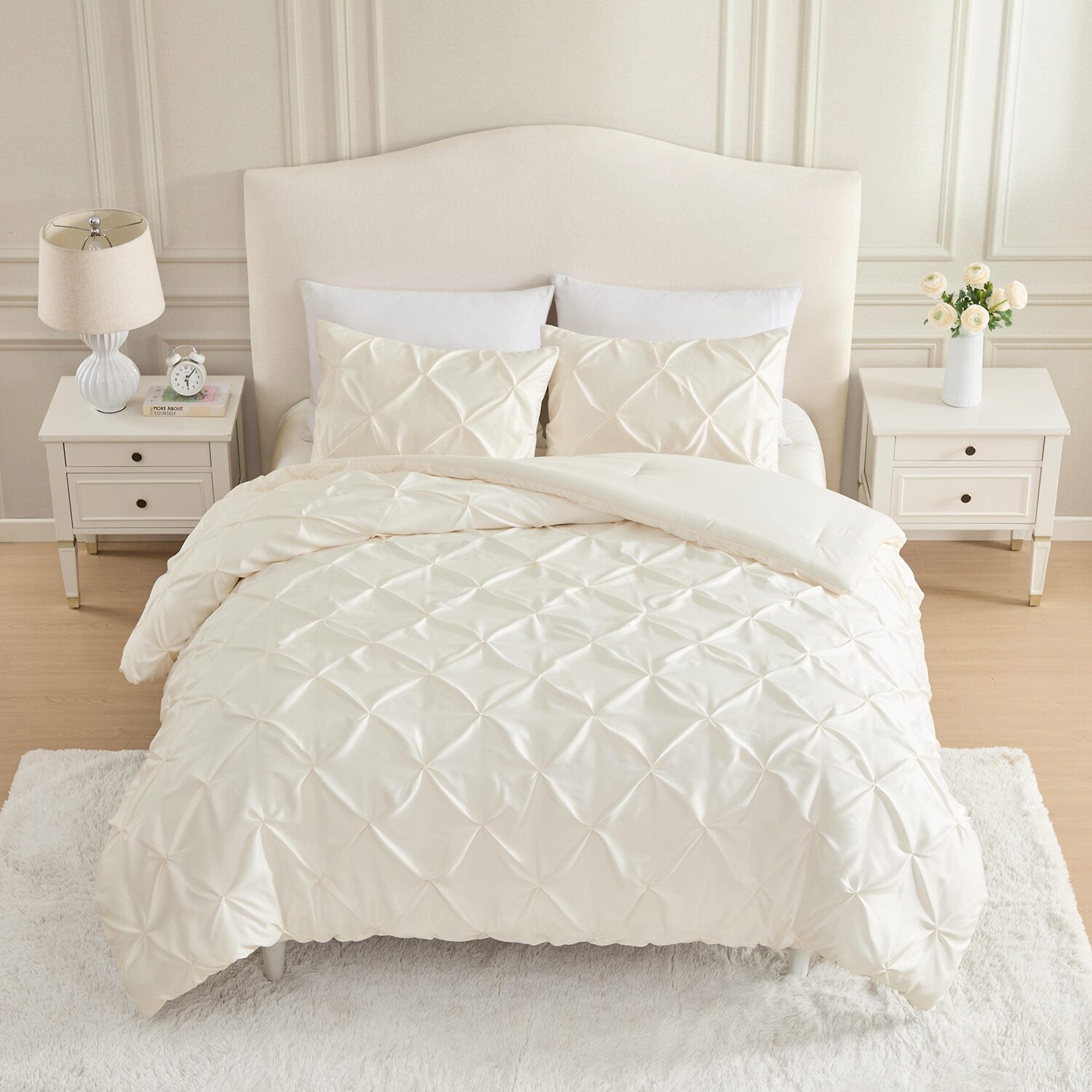 Laura Ashley Solid Satin Pintuck Comforter Set