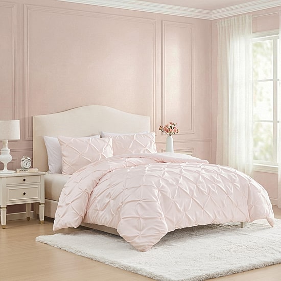 Laura Ashley Solid Satin Pintuck Comforter Set