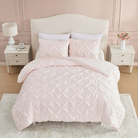 Laura Ashley Solid Satin Pintuck Comforter Set