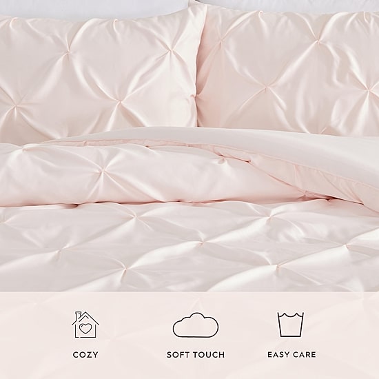 Laura Ashley Solid Satin Pintuck Comforter Set