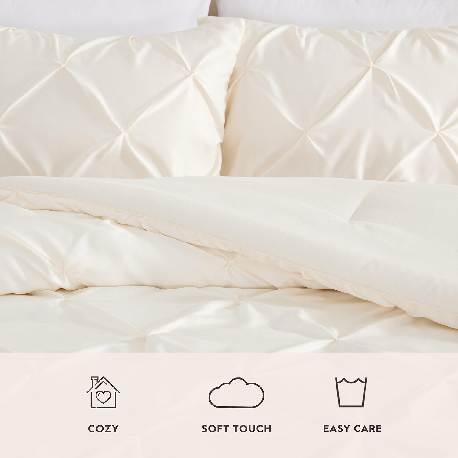 Laura Ashley Solid Satin Pintuck Comforter Set