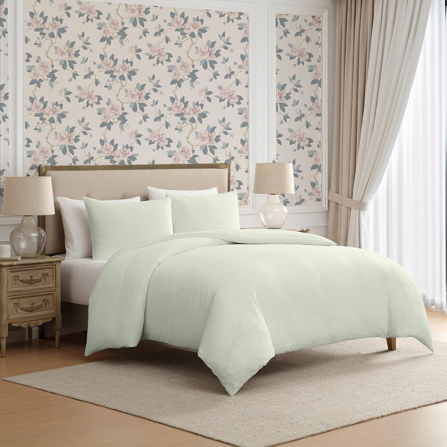 Laura Ashley Crinkle 3-pc. Duvet Cover Set