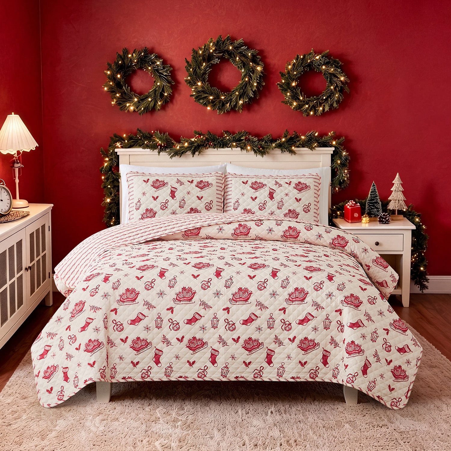 Avanti Vintage Toile Reversible Quilt Set