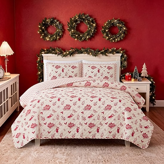 Avanti Vintage Toile Reversible Quilt Set