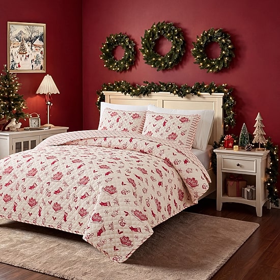 Avanti Vintage Toile Reversible Quilt Set