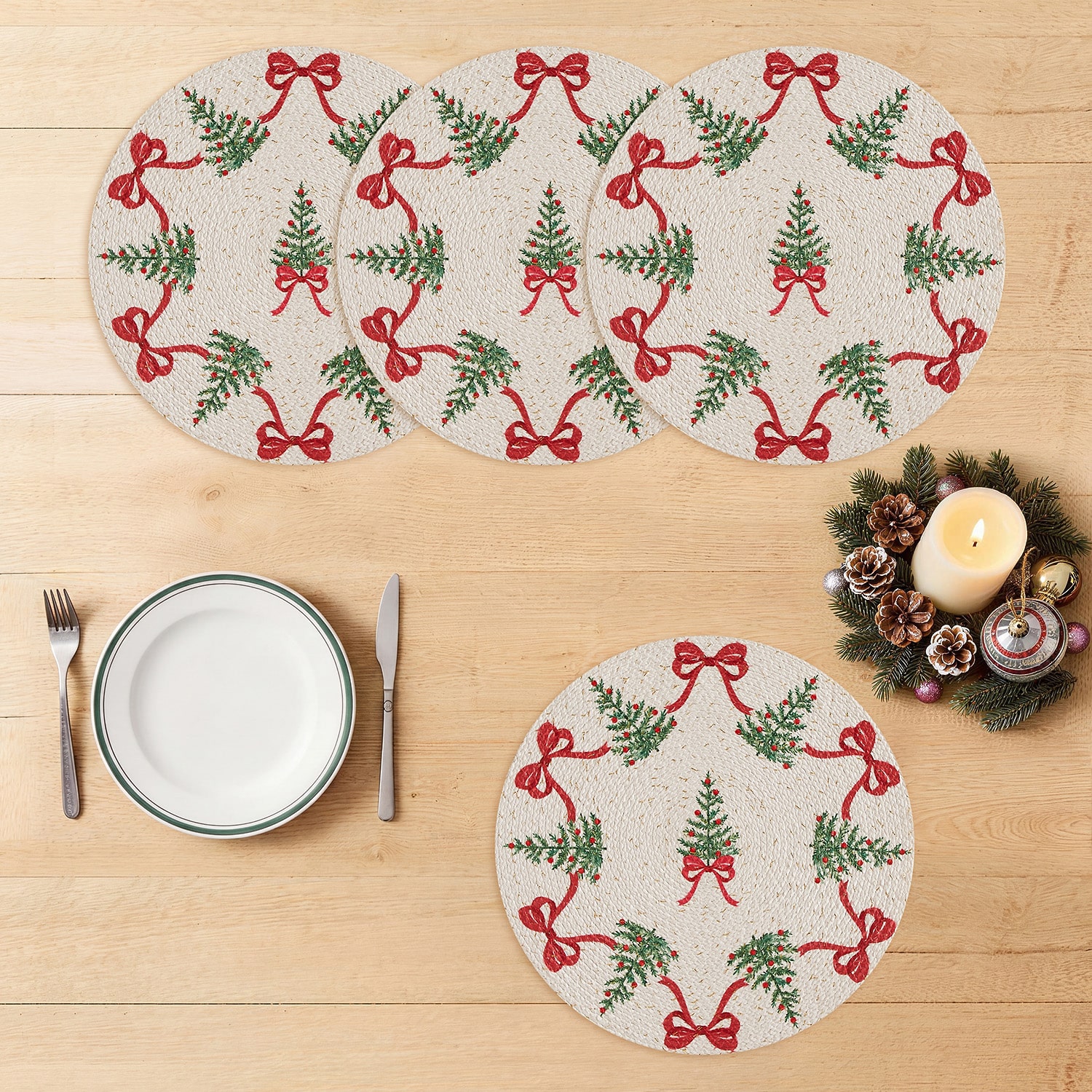 Avanti Bows & Trees 4 Pack Placemat