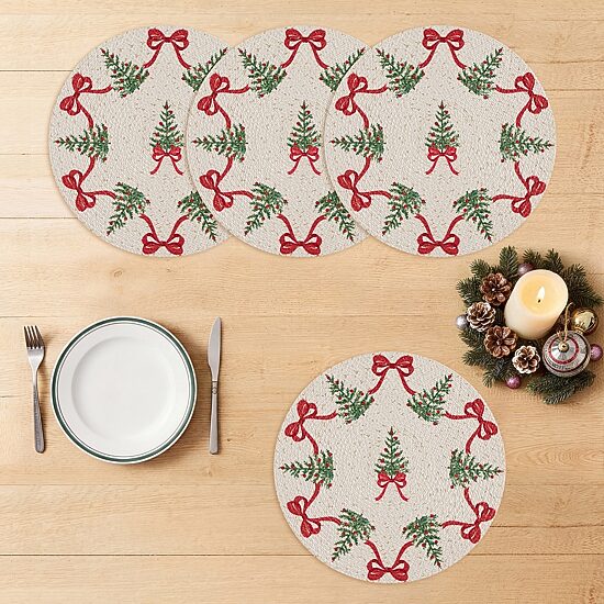 Avanti Bows & Trees 4 Pack Placemat