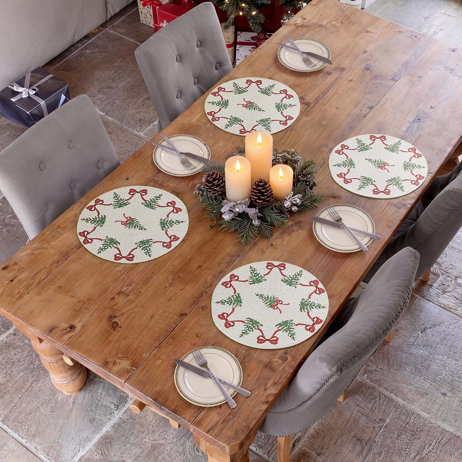 Avanti Bows & Trees 4 Pack Placemat
