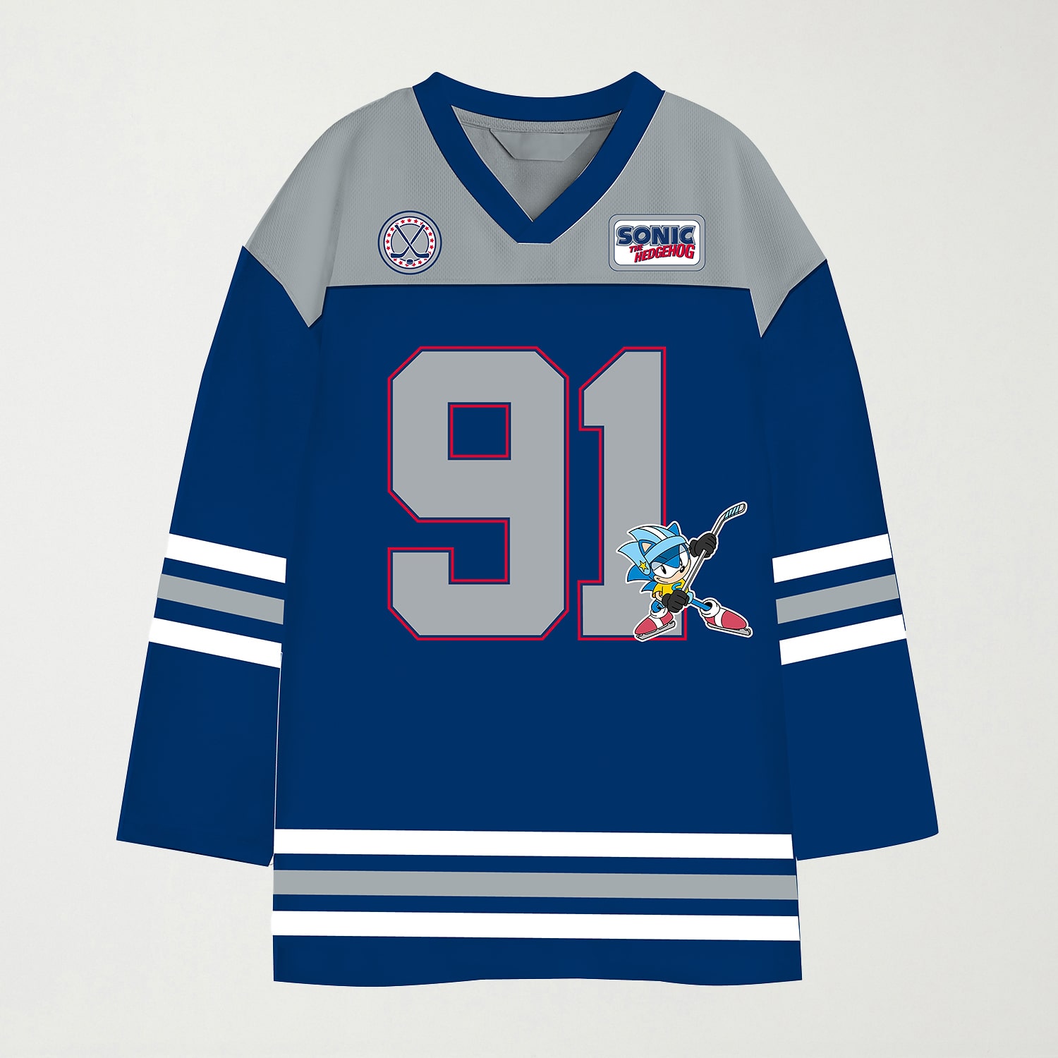 Little & Big Kid Boys V Neck Sonic the Hedgehog Long Sleeve Jersey