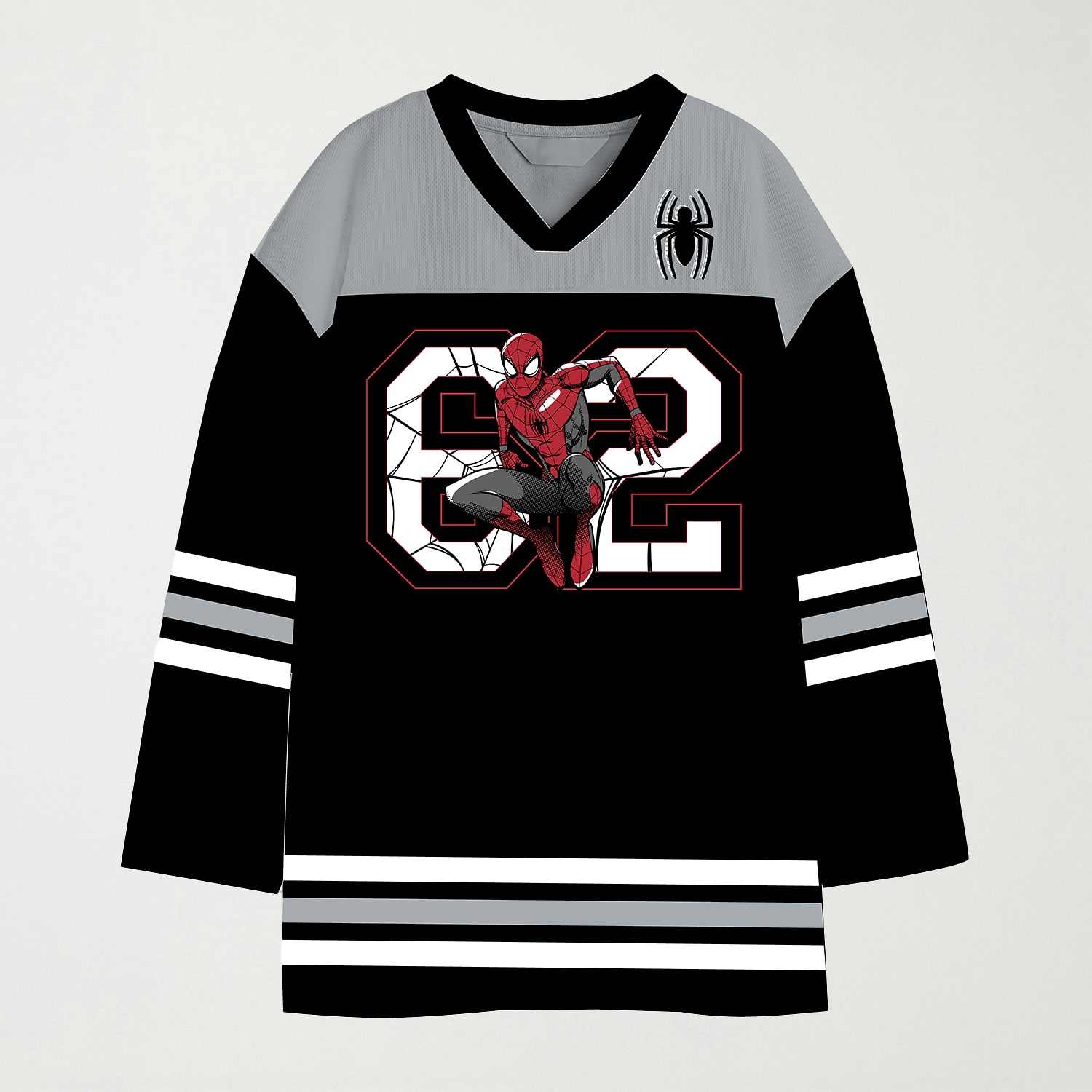 Little & Big Kid Boys V Neck Spiderman Long Sleeve Jersey