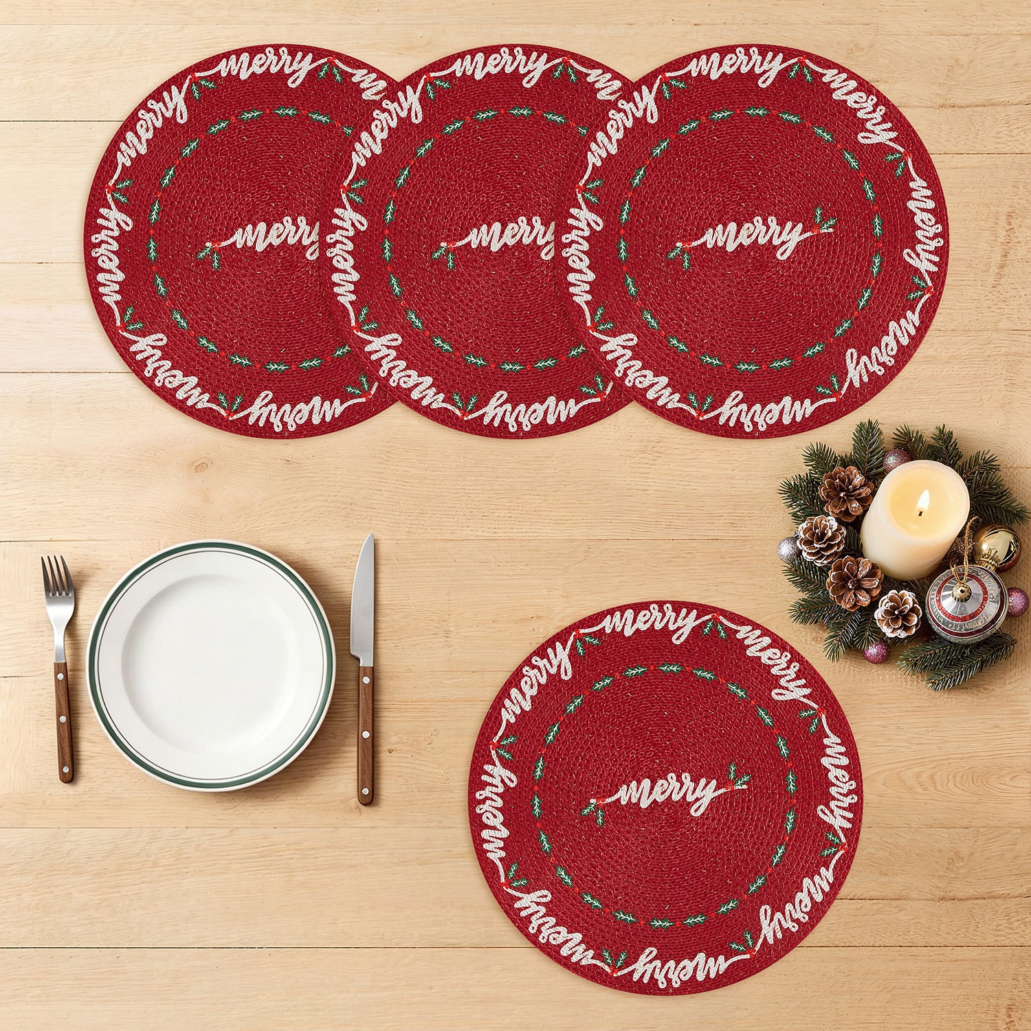 Avanti Merry Holly 4 Pack Placemat