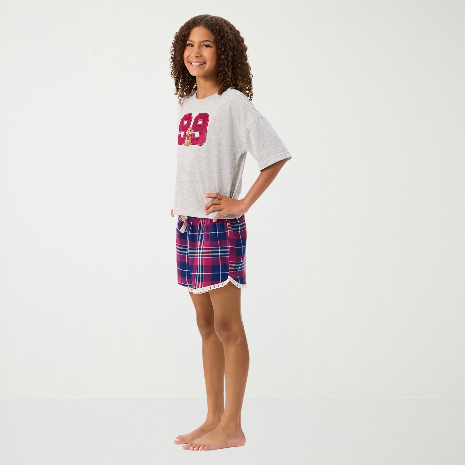 Dream Big Peace Out Girls Crew Neck Short Sleeve 2-pc. Pajama Set