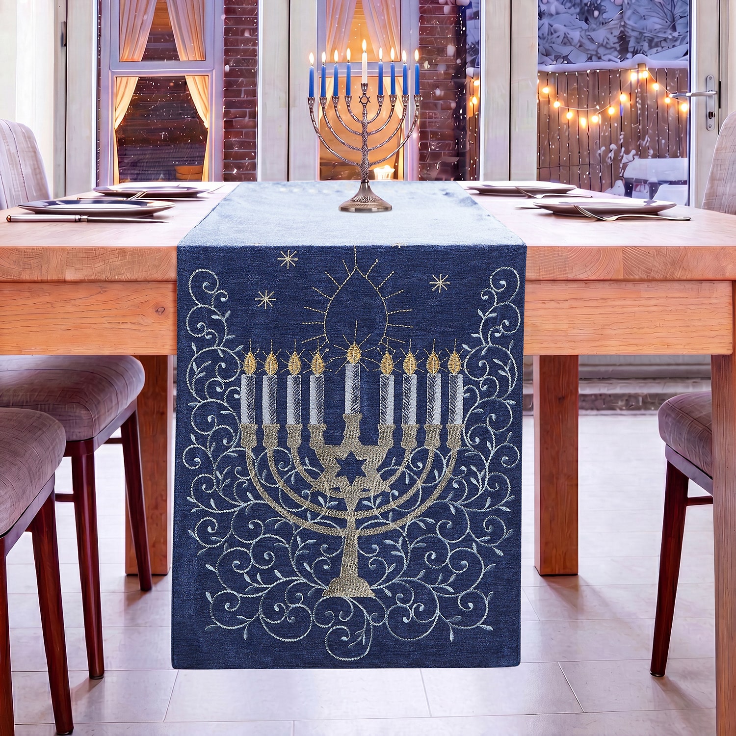 Avanti Menorah Table Runner
