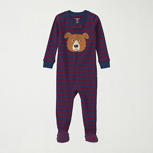 Carter's Baby Boys Footed Crew Neck Long Sleeve One Piece Pajama In Blue
