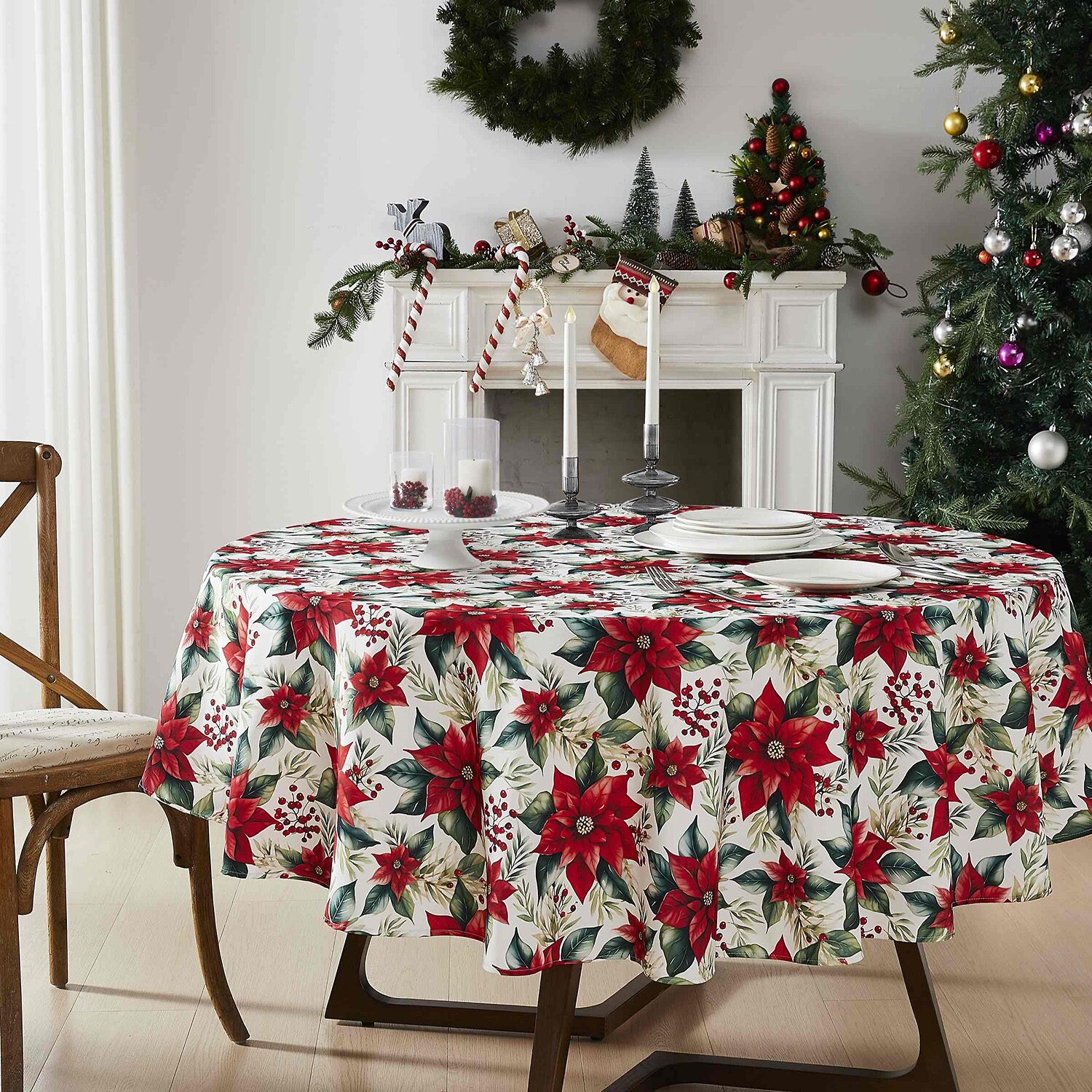 Avanti Poinsettia Tablecloth