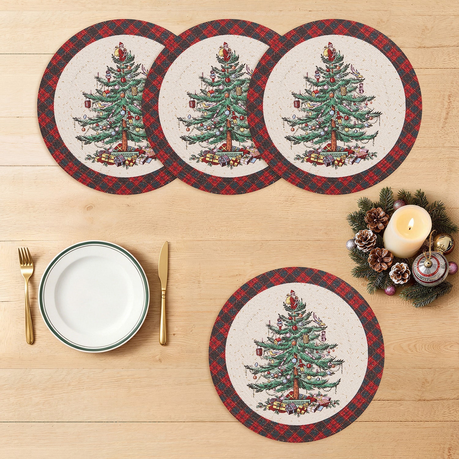 Spode Christmas Tree Tartan 4 Pack Placemat