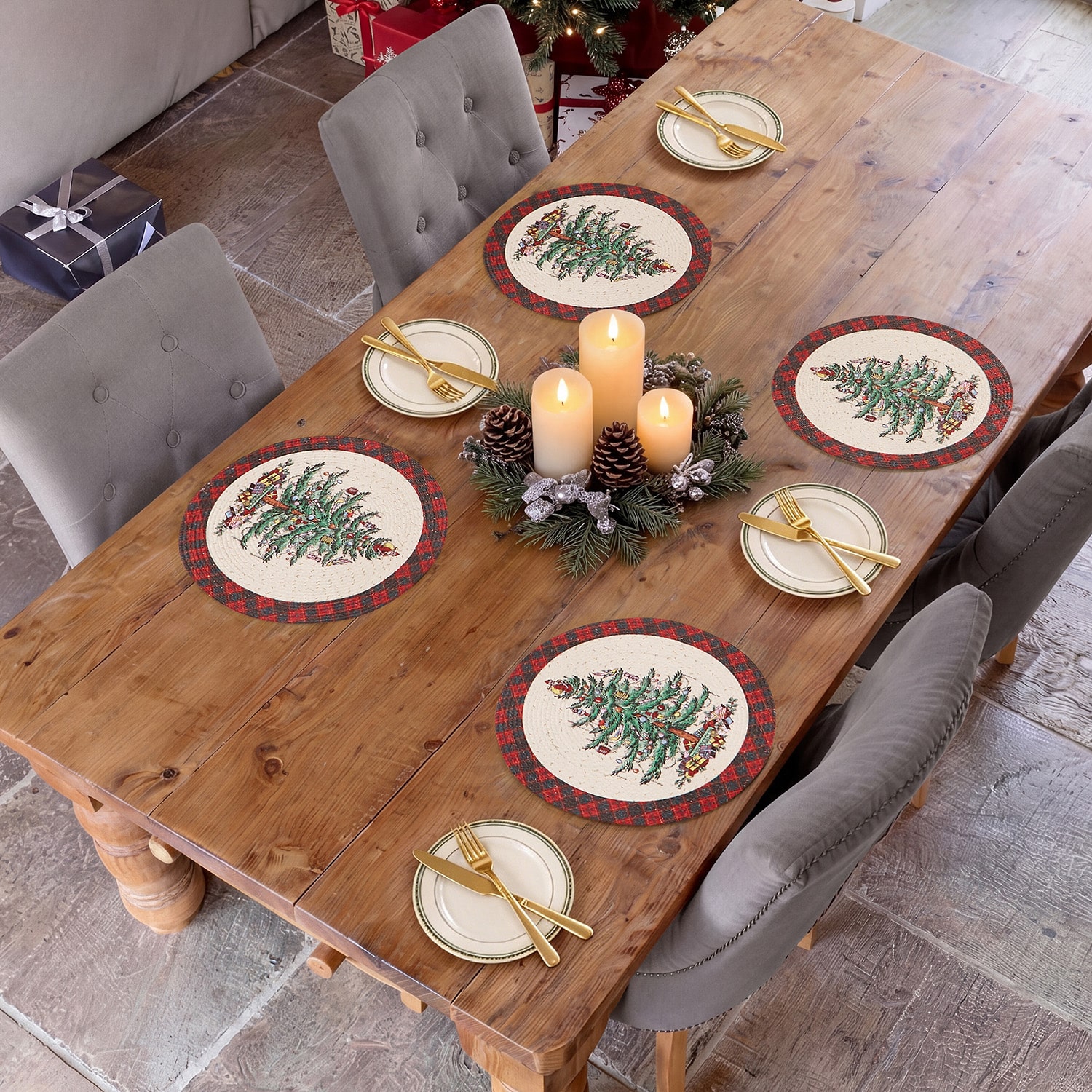 Spode Christmas Tree Tartan 4 Pack Placemat