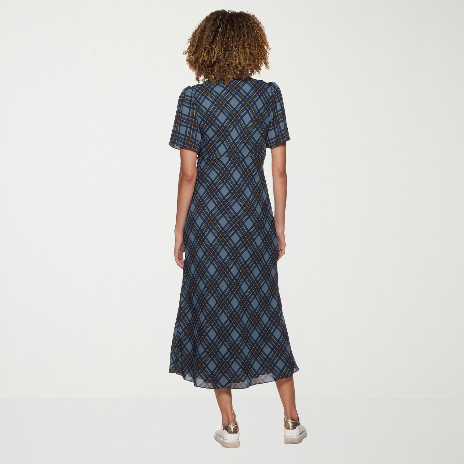 belle vie Womens Midi Short Sleeve Plaid Sheath Dress