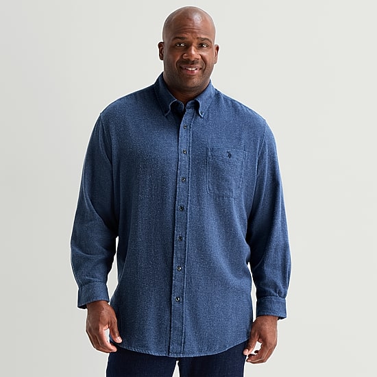 U.S. Polo Assn. Mens Long Sleeve Regular Fit Embroidered Big and Tall Button-Down Shirt