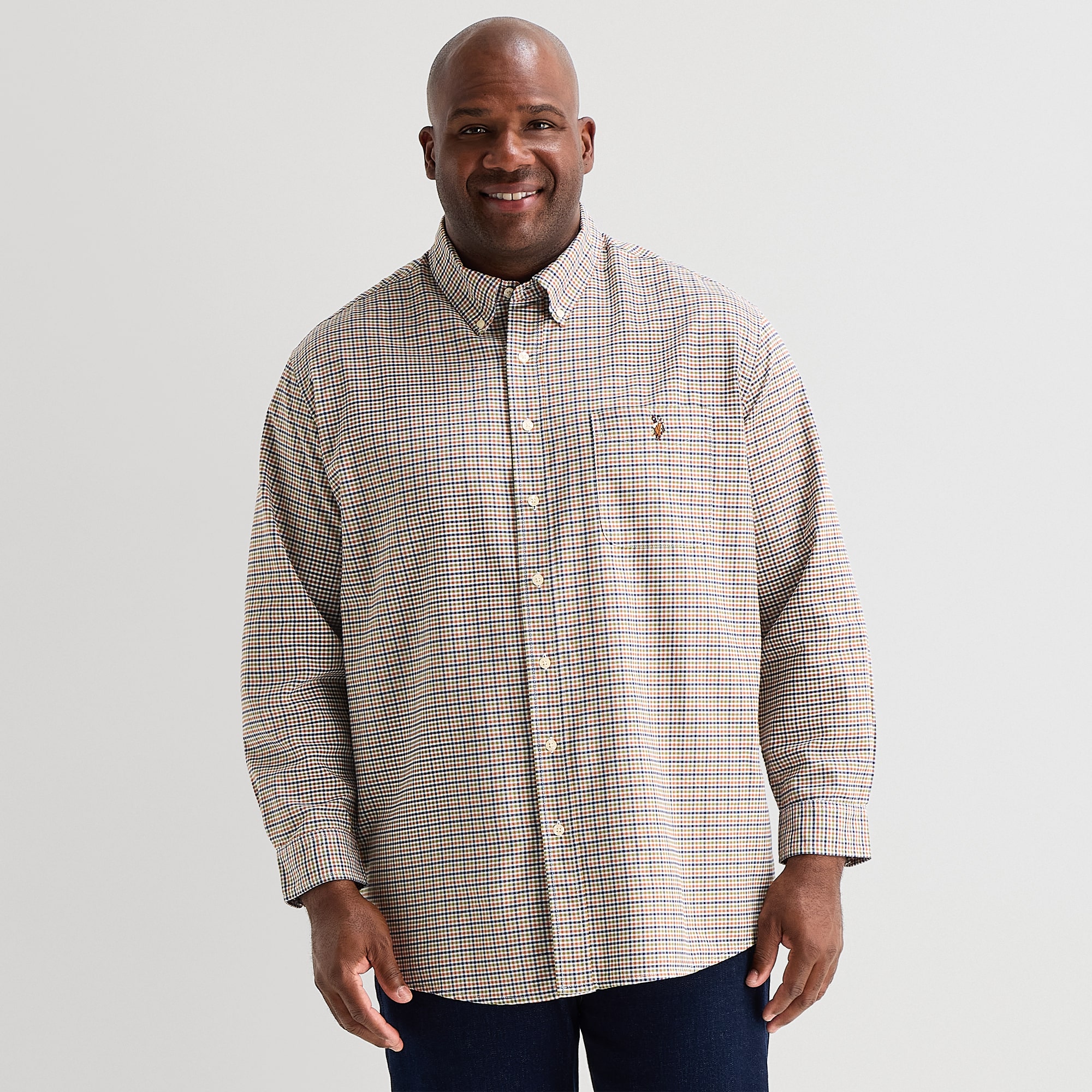 U.S. Polo Assn. Mens Long Sleeve Regular Fit Embroidered Big and Tall Button-Down Shirt