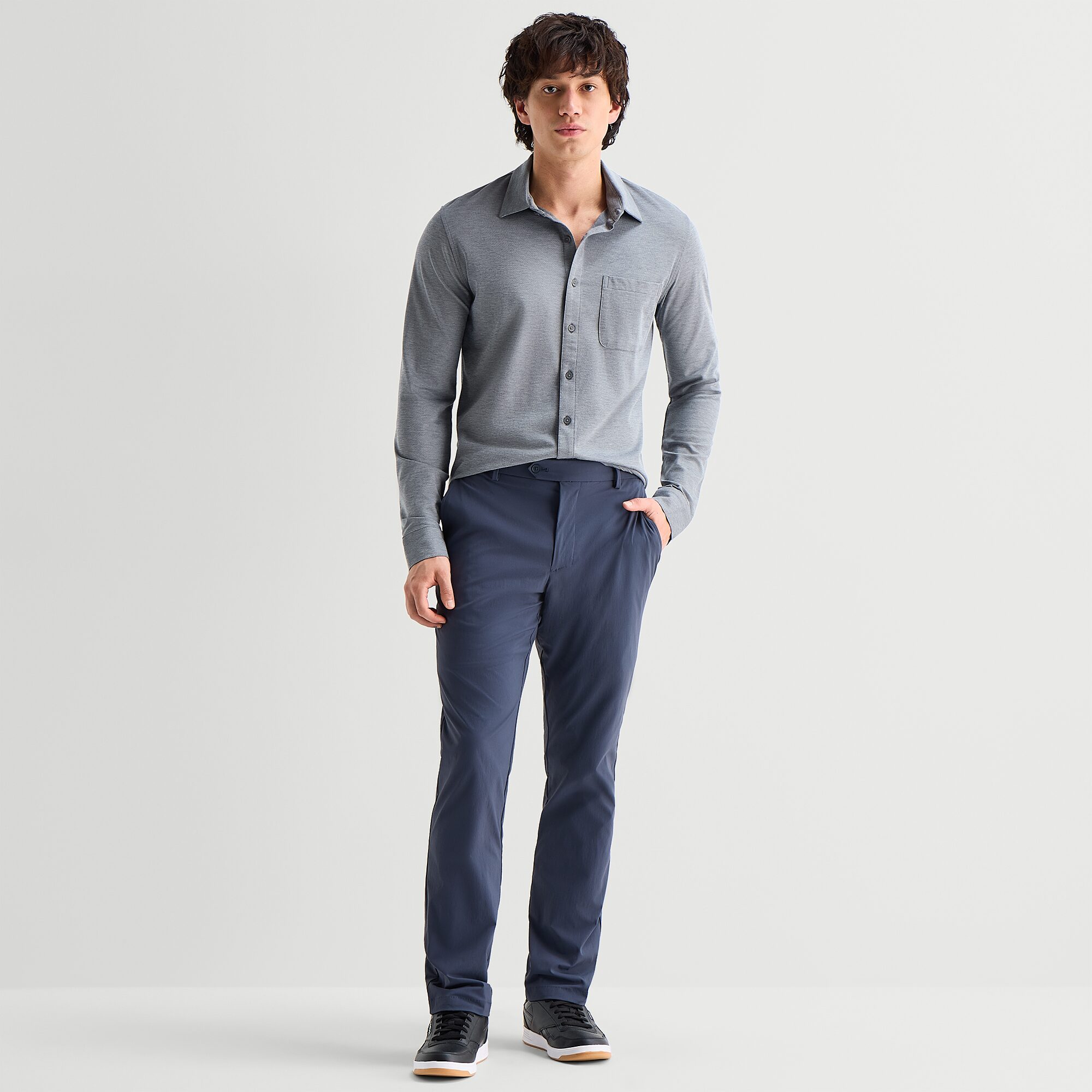 Stylus Knit Mens Long Sleeve Regular Fit Button-Down Shirt