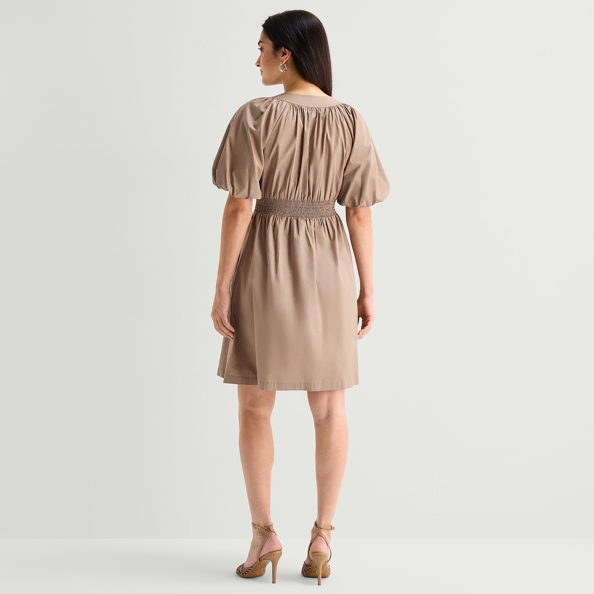 Studio 1 Womens V Neck Short Sleeve Puffed Fit + Flare Dress