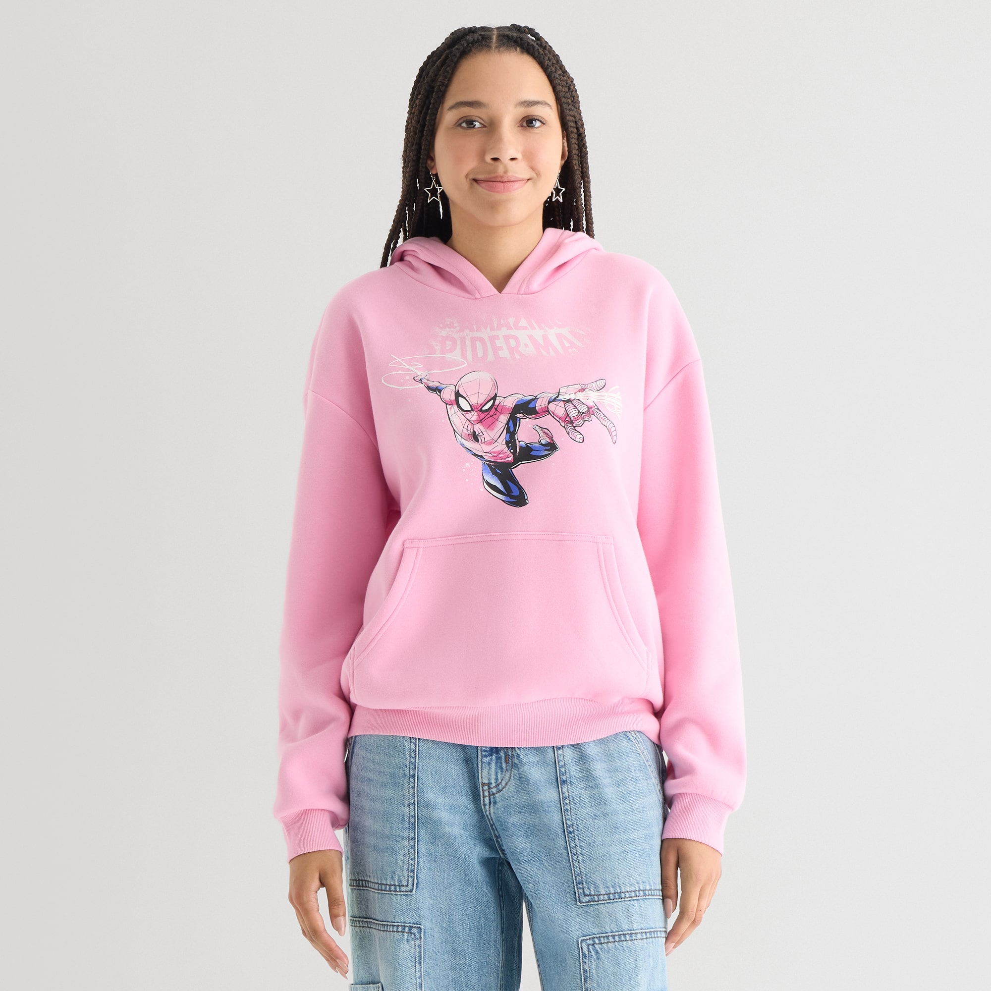 Spiderman Hoodie Womens Juniors Long Sleeve Fleece