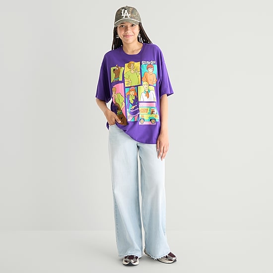 Womens Juniors Crew Neck Short Sleeve Regular Fit Scooby Doo Graphic T-Shirt