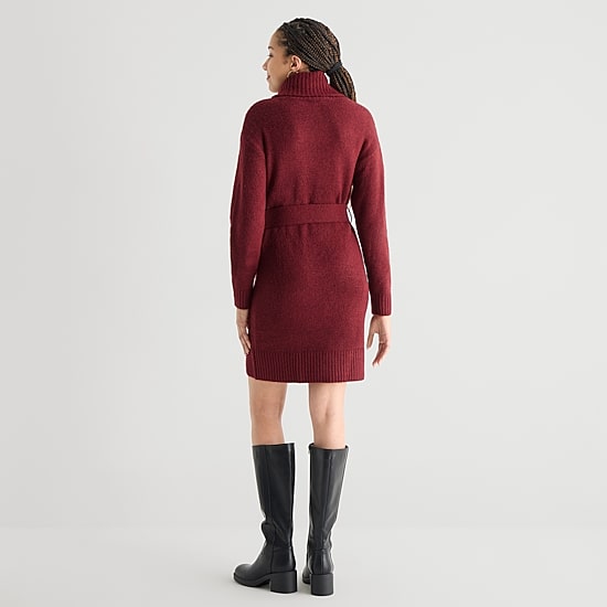 jcpenney christmas sweater dress by&by Womens Juniors Long Sleeve Dress, Color: Wine This Christmas transform yourself