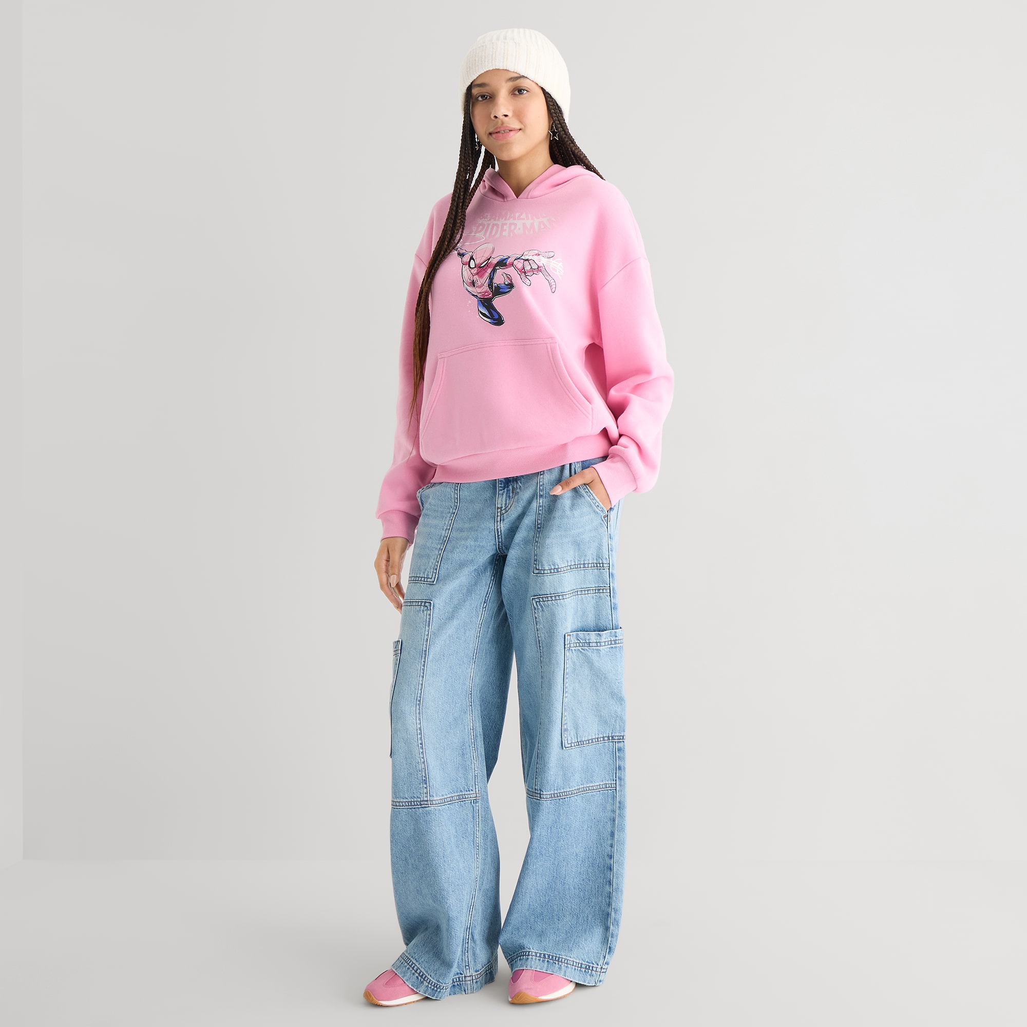 Spiderman Hoodie Womens Juniors Long Sleeve Fleece