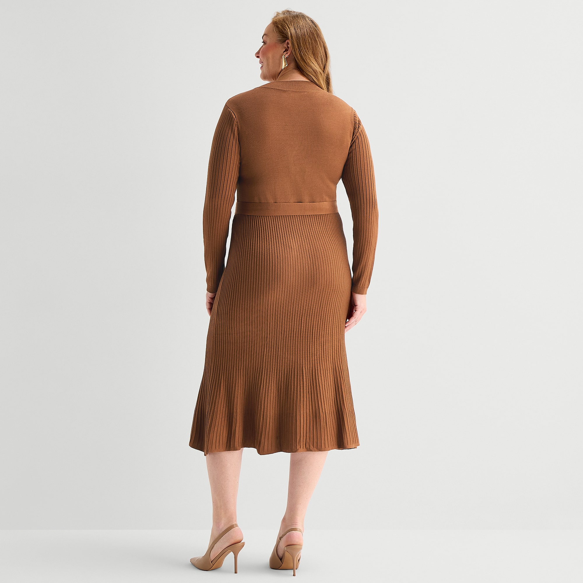 52seven Womens Plus Long Sleeve Midi Sweater Dress