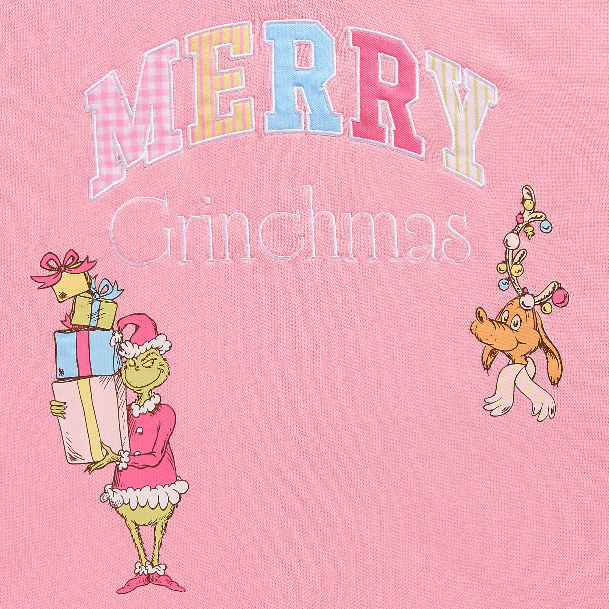 Womens Juniors Crew Neck Long Sleeve Grinch Sweatshirt