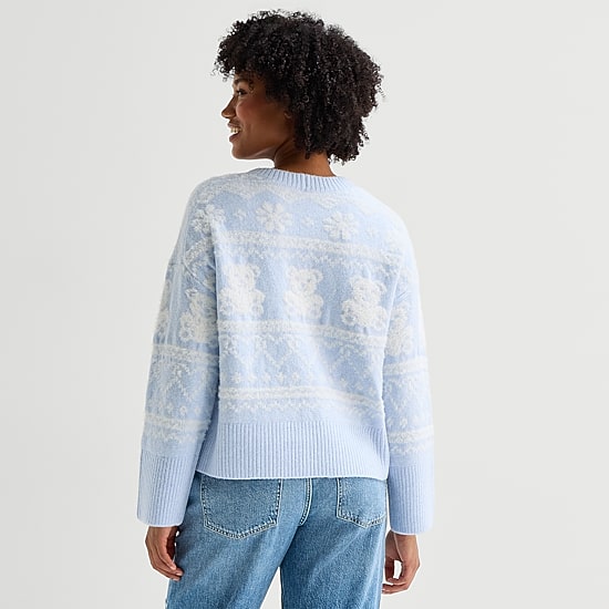 Arizona Juniors Womens Crew Neck Long Sleeve Pullover Sweater