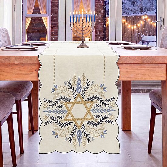 Avanti Star Of David Table Runner