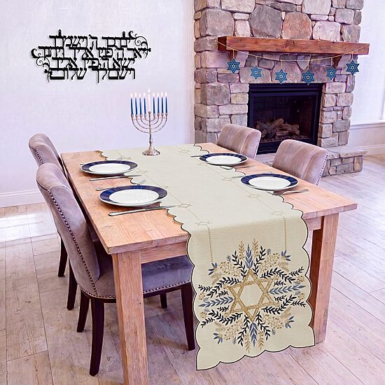 Avanti Star Of David Table Runner