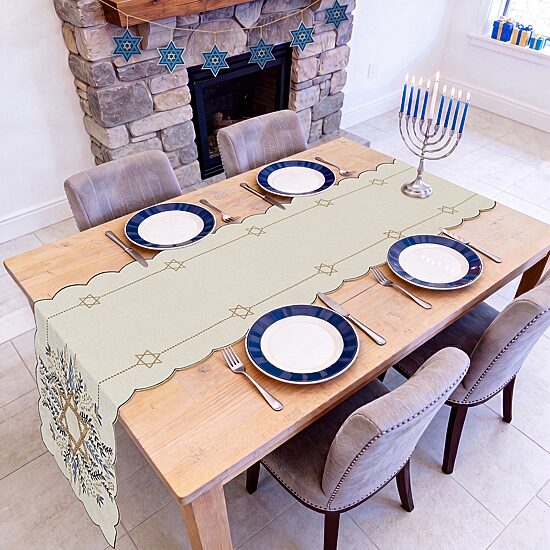 Avanti Star Of David Table Runner