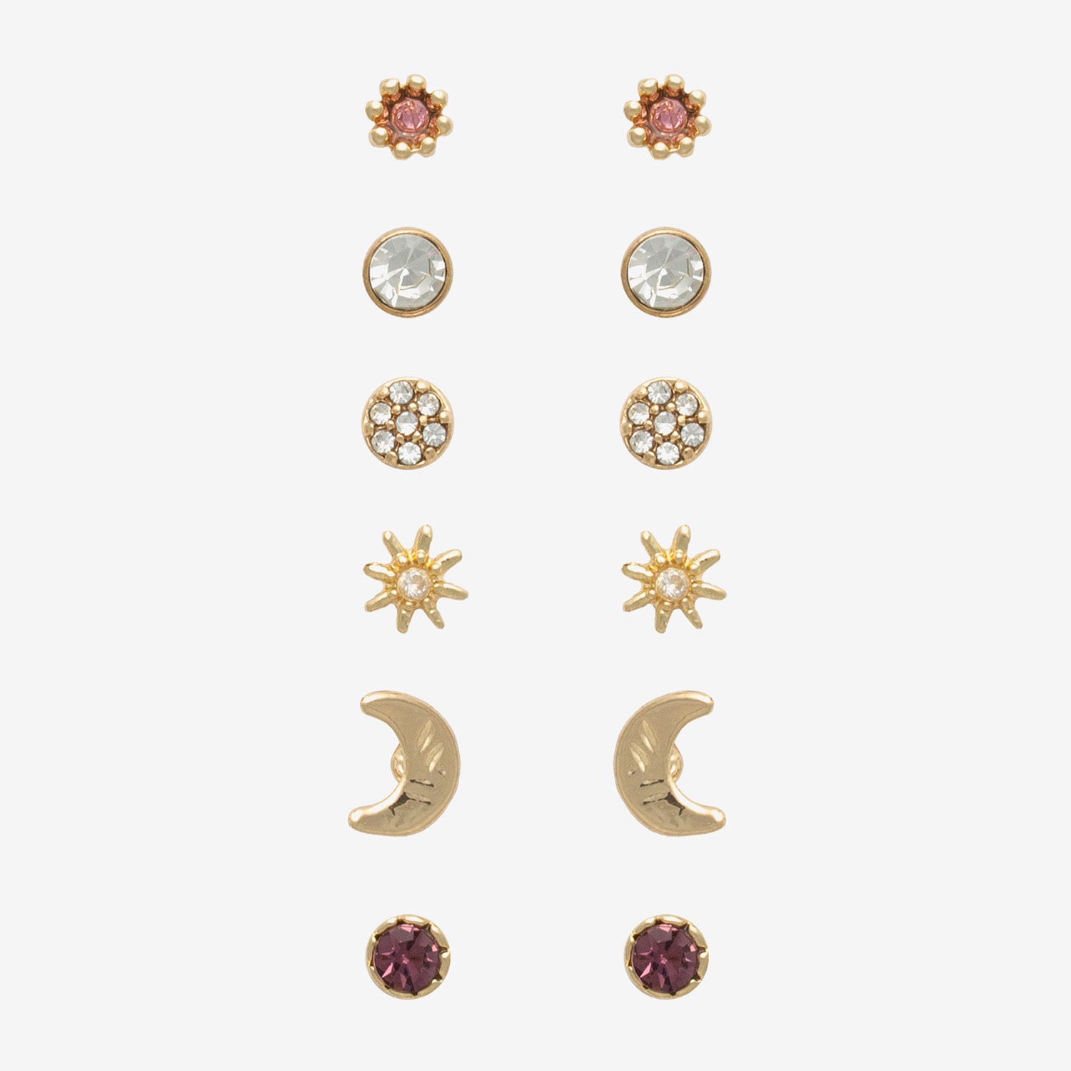 Mixit Womens Multi Color Cubic Zirconia 6 Pair Jewelry Set