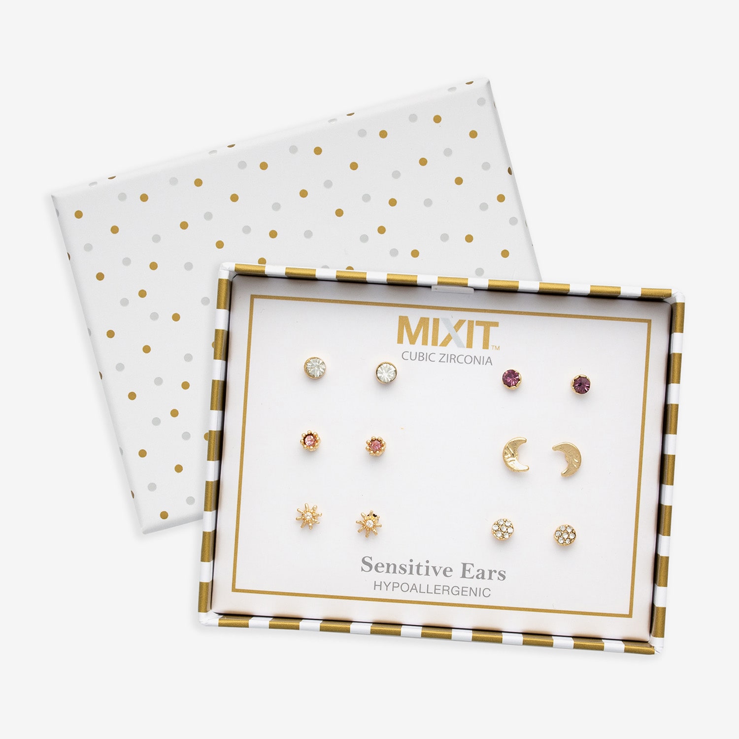 Mixit Womens Multi Color Cubic Zirconia 6 Pair Jewelry Set