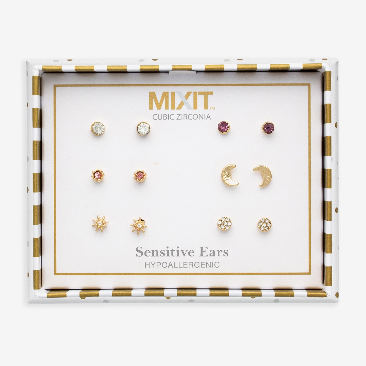 Mixit Womens Multi Color Cubic Zirconia 6 Pair Jewelry Set