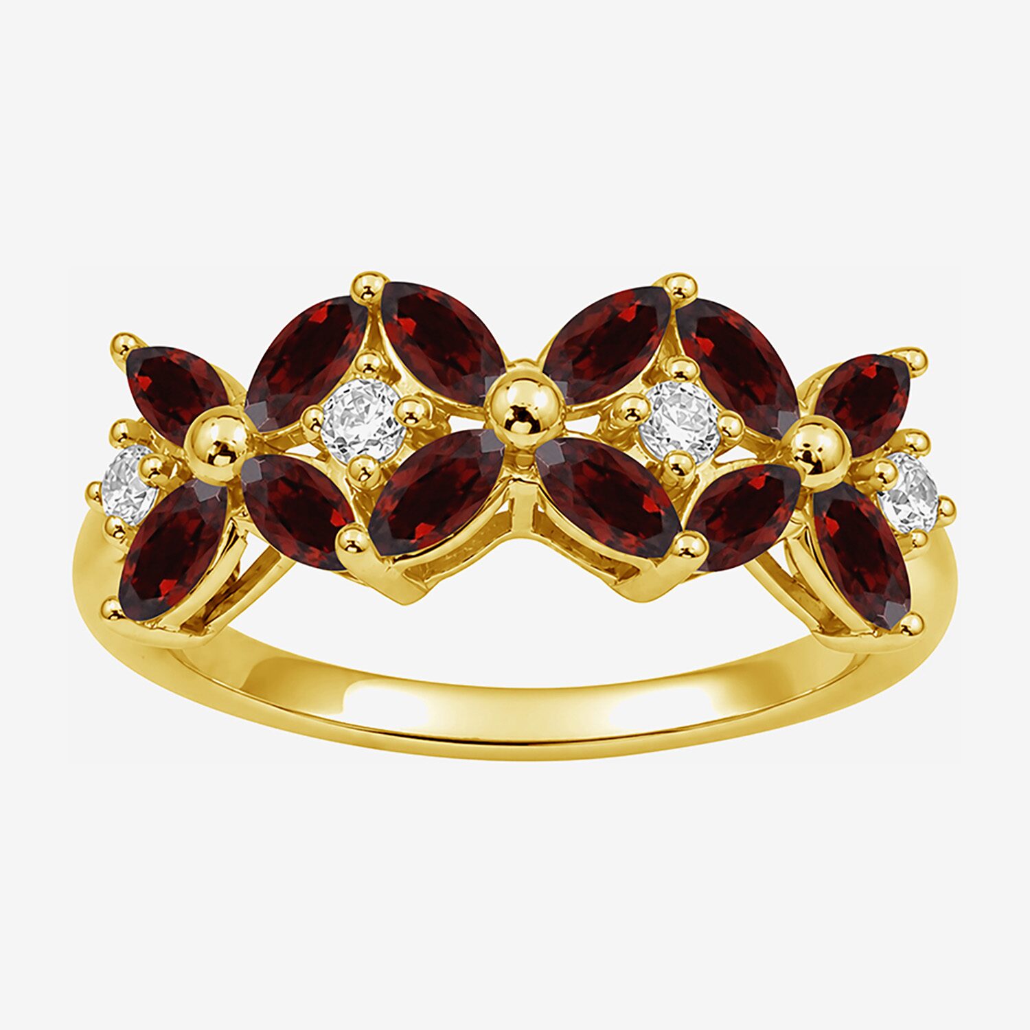 Limited Quantities! Womens 2MM Genuine Red Garnet 14K Gold Over Silver Band
