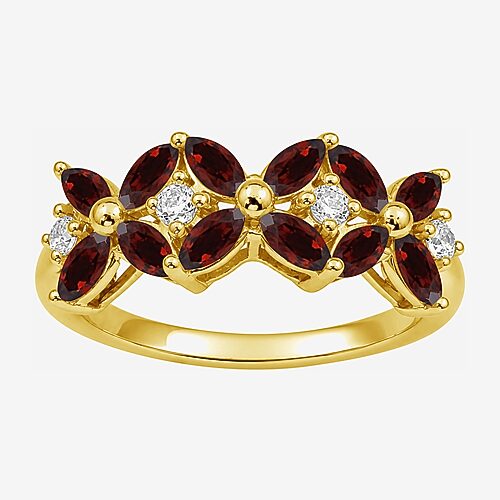 Limited Quantities! Womens 2MM Genuine Red Garnet 14K Gold Over Silver Band, 9, Red