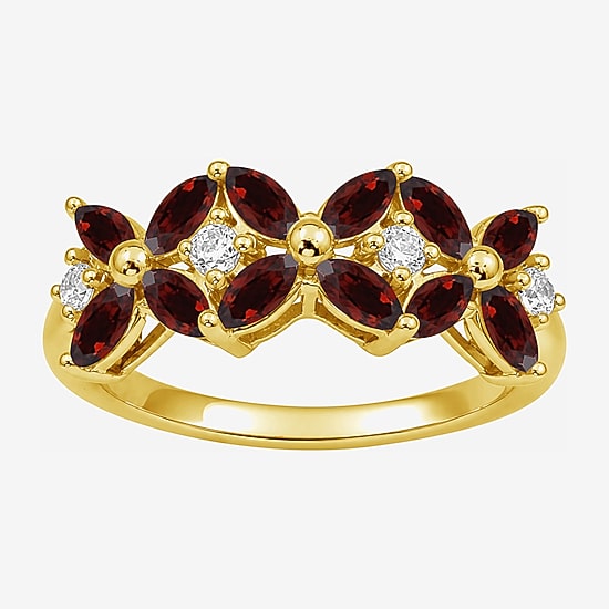 Limited Quantities! Womens 2MM Genuine Red Garnet 14K Gold Over Silver Band