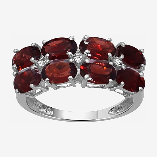 Limited Quantities! Womens Genuine Red Garnet Sterling Silver Cocktail Ring