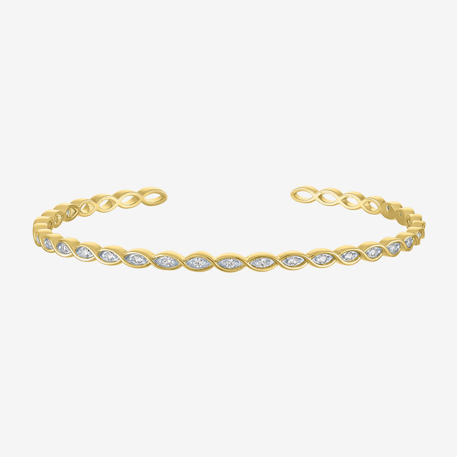 Yes, Please! Womens White Sapphire 14K Gold Over Brass Cuff Bracelet