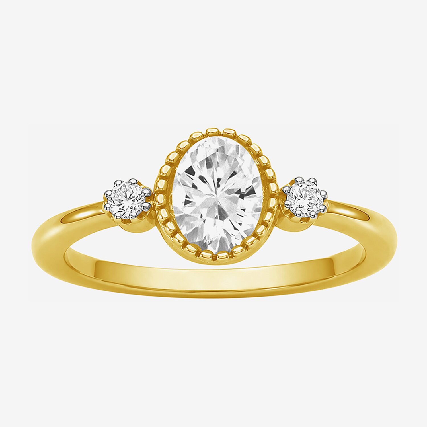 Limited Quantities! Womens Genuine White Topaz 14K Gold Over Silver Oval 3-Stone Cocktail Ring