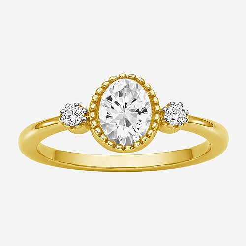 Limited Quantities! Womens Genuine White Topaz 14K Gold Over Silver Oval 3-Stone Cocktail Ring, 9, White