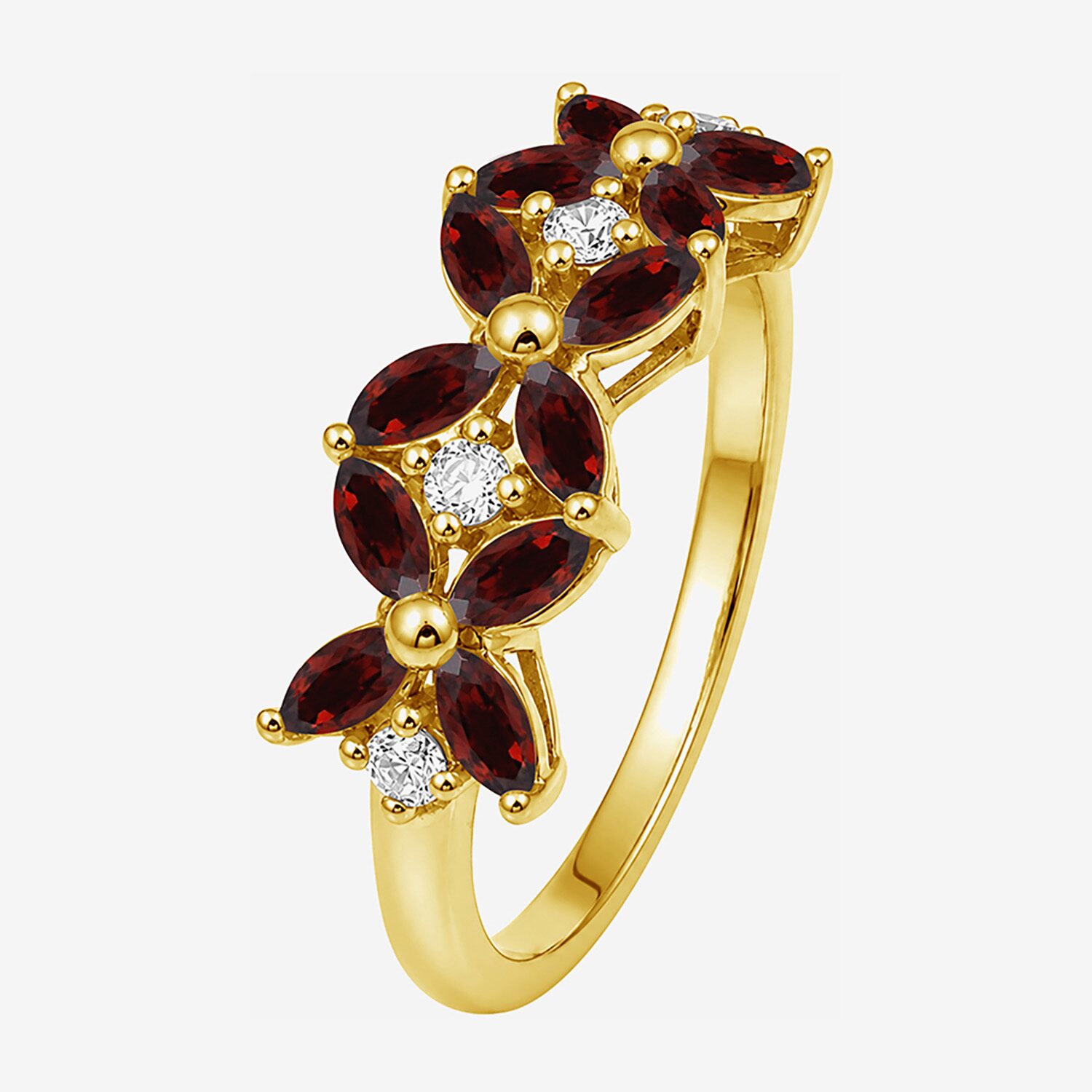 Limited Quantities! Womens 2MM Genuine Red Garnet 14K Gold Over Silver Band