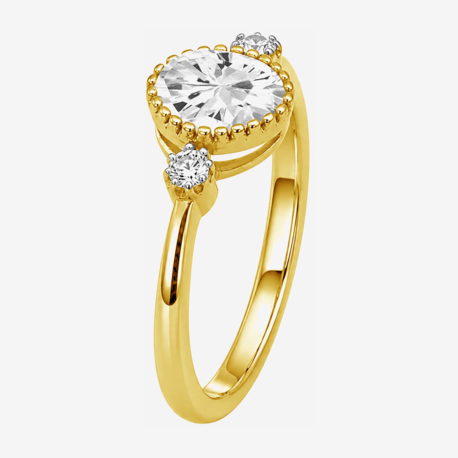Limited Quantities! Womens Genuine White Topaz 14K Gold Over Silver Oval 3-Stone Cocktail Ring