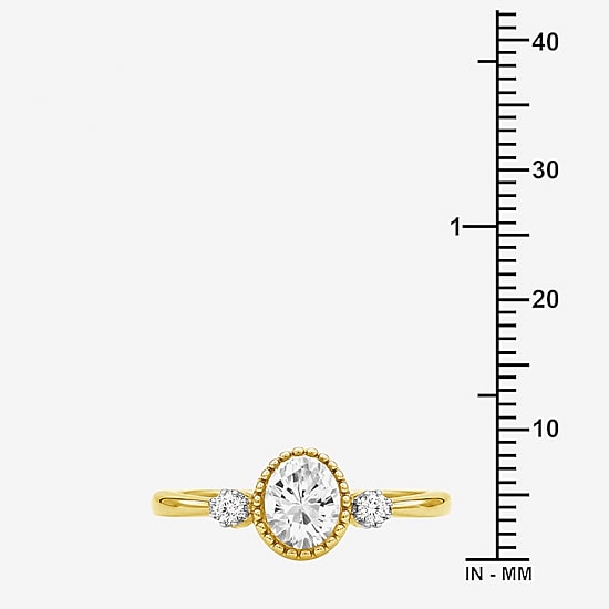 Limited Quantities! Womens Genuine White Topaz 14K Gold Over Silver Oval 3-Stone Cocktail Ring
